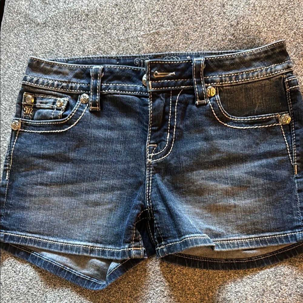 Miss Me Dark Blue Jean Shorts